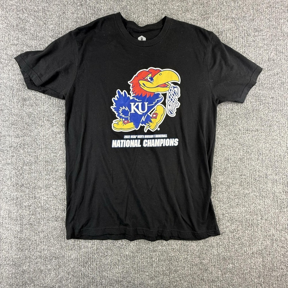 Kansas Jayhawks Shirt Mens Large Black NCAA Basketball 2022 Champs Rally House